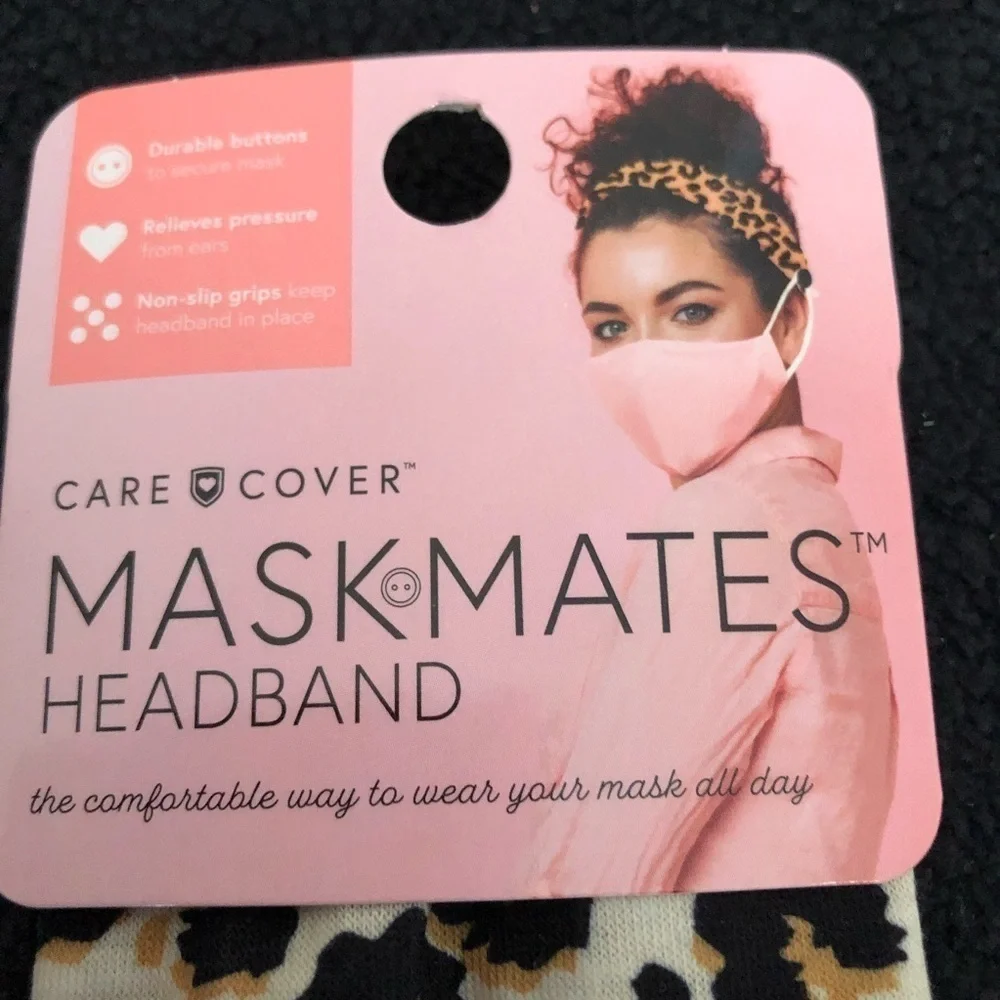 Headband Leopard Button Face Mask Holder